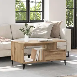 vidaXL Table basse chêne artisanal 90 x 49 x 45 cm Bois d'ingénierie pas cher