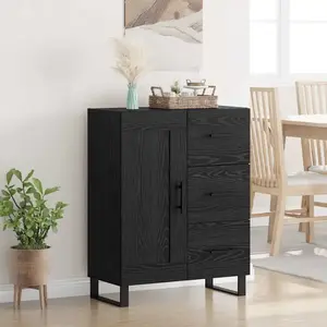 vidaXL Buffet Chêne noir 69,5 x 34 x 90 cm Bois d'ingénierie et fer pas cher