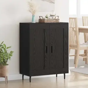 vidaXL Buffet Chêne noir 69,5 x 34 x 90 cm Bois d'ingénierie et fer pas cher