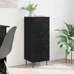 vidaXL Buffet Chêne noir 34 x 34,5 x 90 cm Bois d'ingénierie pas cher