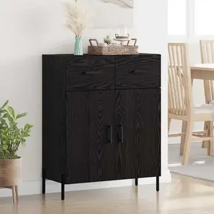vidaXL Buffet Chêne noir 69,5 x 34 x 90 cm Bois d'ingénierie pas cher