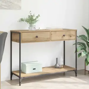 vidaXL Table console avec tiroir Chêne artisanal 100 x 34,5 x 75 cm pas cher