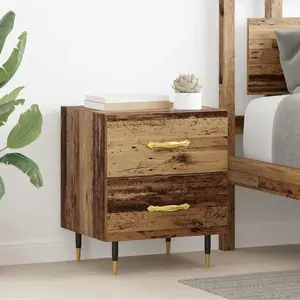 vidaXL Cabinet de chevet avec tiroir Bois ancien 40 x 35 x 47.5 cm pas cher