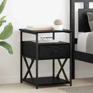 vidaXL Vidaxl Cabinet De Chevet Avec Tiroir 2 Pcs Chêne Noir 40 X 42 X... pas cher