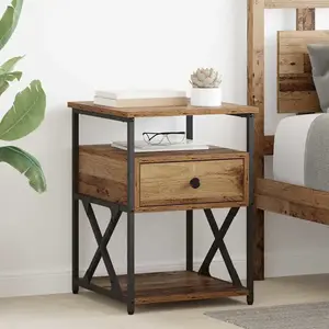 vidaXL Vidaxl Cabinet De Chevet Avec Tiroir 2 Pcs Bois Ancien 40 X 42 ... pas cher