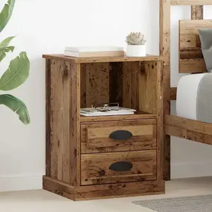 vidaXL Cabinet de chevet avec tiroir 2 pcs Bois ancien 43 x 36 x 60 cm pas cher