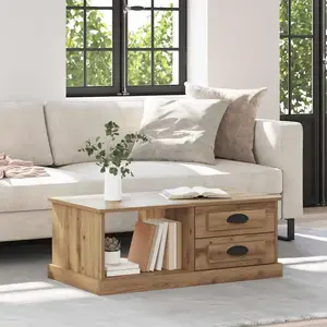 vidaXL Table basse Chêne artisanal 90 x 50 x 35 cm Bois d'ingénierie pas cher