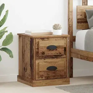 vidaXL Cabinet de chevet avec tiroir Bois ancien 39 x 39 x 47.5 cm pas cher