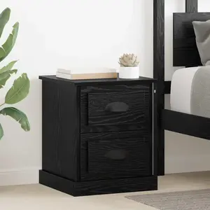 vidaXL Cabinet de chevet avec tiroir Chêne noir 39 x 39 x 47.5 cm pas cher