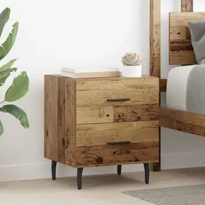 vidaXL Cabinet de chevet avec tiroir Bois ancien 40 x 35 x 47.5 cm pas cher