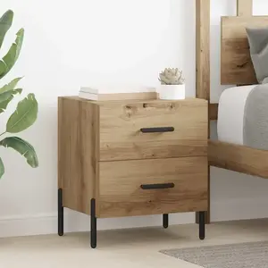 vidaXL Cabinet de chevet 2 pcs chêne artisanal 40 x 35 x 47.5 cm pas cher