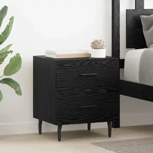 vidaXL Cabinet de chevet avec tiroir Chêne noir 40 x 35 x 47.5 cm pas cher