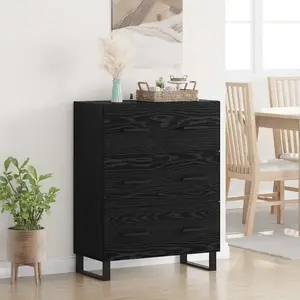 vidaXL Buffet Chêne noir 69,5 x 34 x 90 cm Bois d'ingénierie et fer pas cher