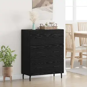 vidaXL Buffet Chêne noir 69,5 x 34 x 90 cm Bois d'ingénierie et fer pas cher
