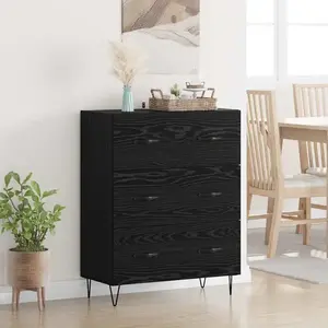 vidaXL Buffet Chêne noir 69,5 x 34 x 90 cm Bois d'ingénierie et fer pas cher