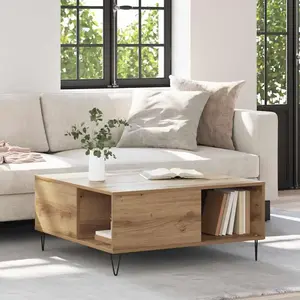 vidaXL Table basse chêne artisanal 80 x 80 x 36,5 cm Bois d'ingénierie pas cher