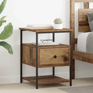 vidaXL Cabinet de chevet avec tiroir 2 pcs Bois ancien 40 x 42 x 56 cm pas cher