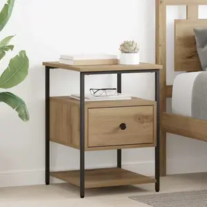 vidaXL Cabinet de chevet avec tiroir chêne artisanal 40 x 42 x 56 cm pas cher