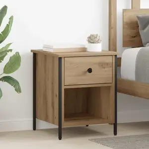 vidaXL Cabinet de chevet avec tiroir Chêne artisanal 40 x 42 x 50 cm pas cher