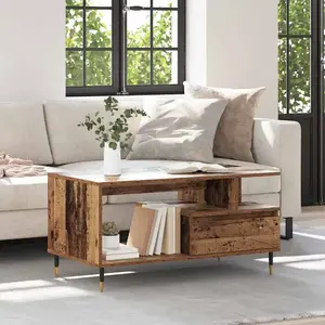 vidaXL Table basse Bois ancien 90 x 49 x 45 cm Bois d'ingénierie pas cher