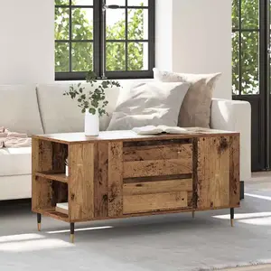 vidaXL Table basse Bois ancien 102 x 44,5 x 50 cm Bois d'ingénierie pas cher