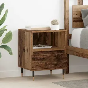 vidaXL Cabinet de chevet avec tiroir 2 pcs Bois ancien 40 x 35 x 50 cm pas cher