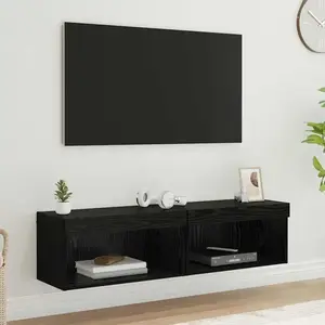 Comparateur de prix : vidaXL Ensemble meuble TV avec LED Chêne noir Bois d'ingénierie