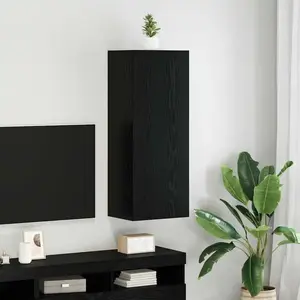 vidaXL Meuble TV mural Chêne noir 40,5 x 30 x 102 cm Bois d'ingénierie pas cher