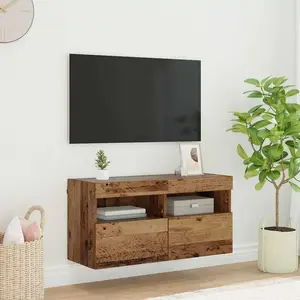 vidaXL Meuble TV mural Bois Ancien 80 x 30 x 40 cm Bois d'ingénierie pas cher
