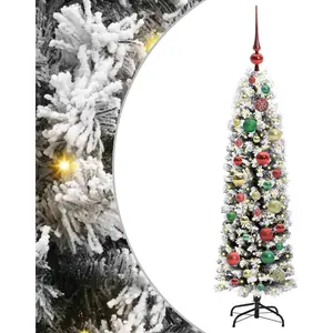 vidaXL Vidaxl Sapin De Noël Mince Avec 150 Led Vert 120 Cm Plastique Et Métal pas cher