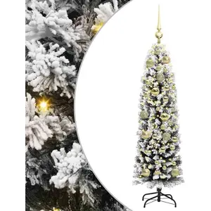 vidaXL Vidaxl Sapin De Noël Mince Avec 150 Led Vert 120 Cm Plastique Et Métal pas cher