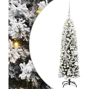 vidaXL Vidaxl Sapin De Noël Mince Avec 150 Led Vert 120 Cm Plastique Et Métal pas cher