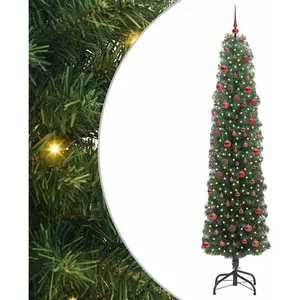 vidaXL Sapin de Noël artificiel Vert 210 cm PVC et acier et plastique pas cher