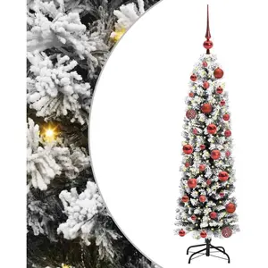 vidaXL Vidaxl Sapin De Noël Mince Avec 150 Led Vert 120 Cm Plastique Et Métal pas cher