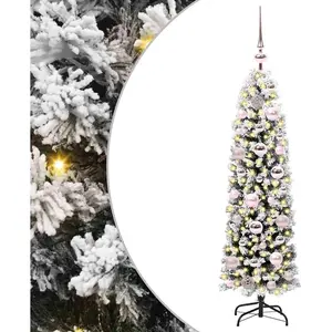 vidaXL Vidaxl Sapin De Noël Mince Avec 150 Led Vert 120 Cm Plastique Et Métal pas cher