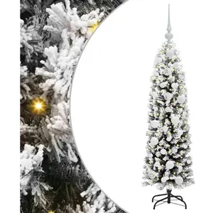 vidaXL Vidaxl Sapin De Noël Mince Avec 150 Led Vert 120 Cm Plastique Et Métal pas cher