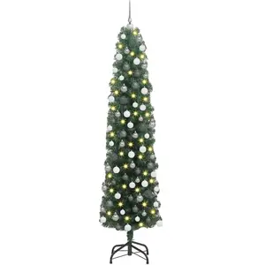 vidaXL Sapin de Noël mince Vert 48 x 48 x 180 cm Plastique et métal pas cher
