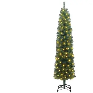 vidaXL Sapin de Noël mince Vert 48 x 48 x 180 cm Plastique et métal pas cher