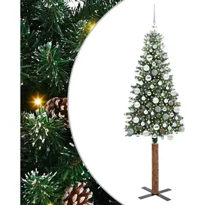 vidaXL Sapin de Noël mince avec 300 LED Vert et blanc 180 cm pas cher