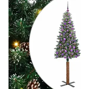 vidaXL Sapin de Noël mince avec 300 LED Vert et blanc 180 cm pas cher