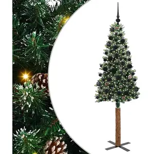 vidaXL Sapin de Noël mince avec 300 LED Vert et blanc 180 cm pas cher