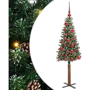 vidaXL Sapin de Noël mince avec 150 LED Vert et blanc 150 cm pas cher