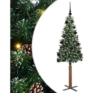 vidaXL Sapin de Noël mince avec 150 LED Vert et blanc 150 cm pas cher