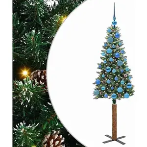 vidaXL Sapin de Noël mince avec 150 LED Vert et blanc 150 cm pas cher