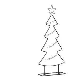 vidaXL Arbre de Noël en métal avec support Noir 90 cm Acier pas cher