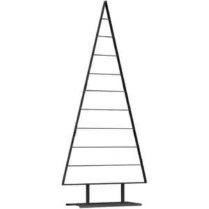 vidaXL Arbre de Noël en métal avec support Noir 210 cm Acier pas cher