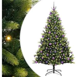 vidaXL Sapin de Noël Artificiel Articulé 300 LEDs Vert 210 cm pas cher