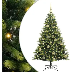 vidaXL Arbre de Noël artificiel à charnières 150 LED Vert 120 cm pas cher