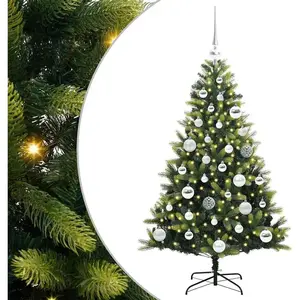 vidaXL Arbre de Noël artificiel à charnières 150 LED Vert 120 cm pas cher