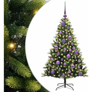 vidaXL Arbre de Noël artificiel à charnières 150 LED Vert 120 cm pas cher